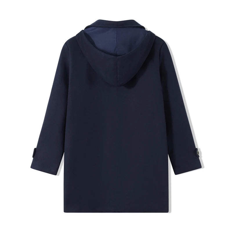 Men s Winter Duffle Coat Loose Fit Classic Wool Blend Long     Sleeve Hood Toggle Outwear