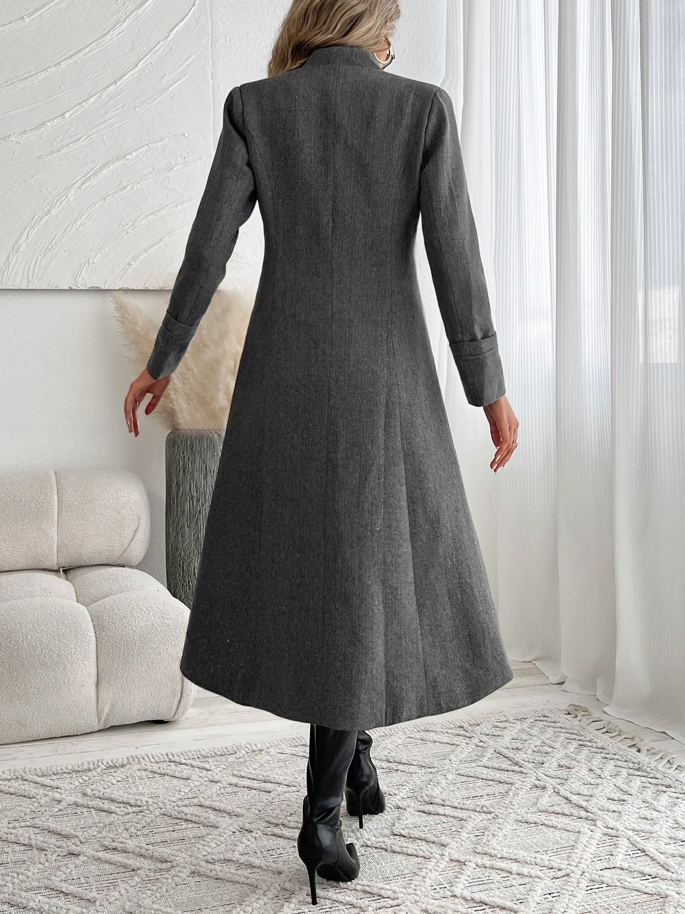 Fashionable urban festival wear autumn and winter stylish elegant long exquisite jacket suit coat